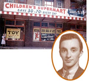 Charles Lazarus dans sa jeunesse, son premier magasin sur la photo
